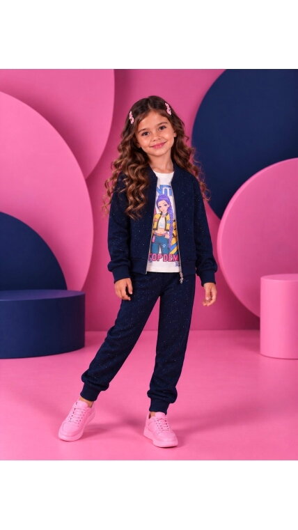 3-jų dalių ,,HUNTR/X mergytės” komplektukas (tamsiai mėlynas)