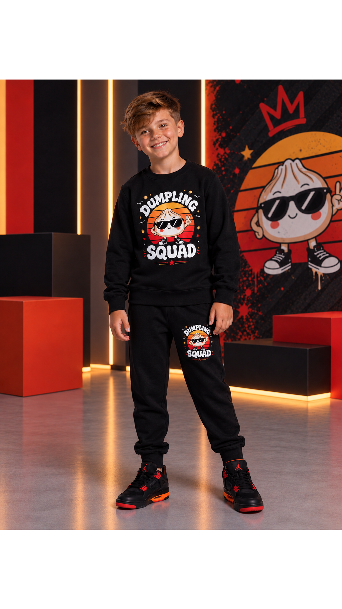 Juodas ,,Dumpling Squad” komplektukas Juodas ,,Dumpling Squad” komplektukas