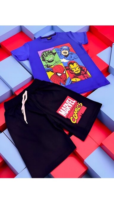 Mėlynas ,,Marvel Comics ” šortų komplektukas Mėlynas ,,Marvel Comics ” šortų komplektukas
