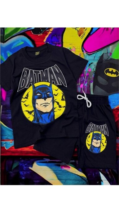 Juodas ,,Batman” šortų komplektukas Juodas ,,Batman” šortų komplektukas
