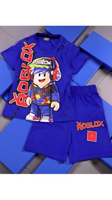 Mėlynas ,,Roblox” šortų komplektukas Mėlynas ,,Roblox” šortų komplektukas