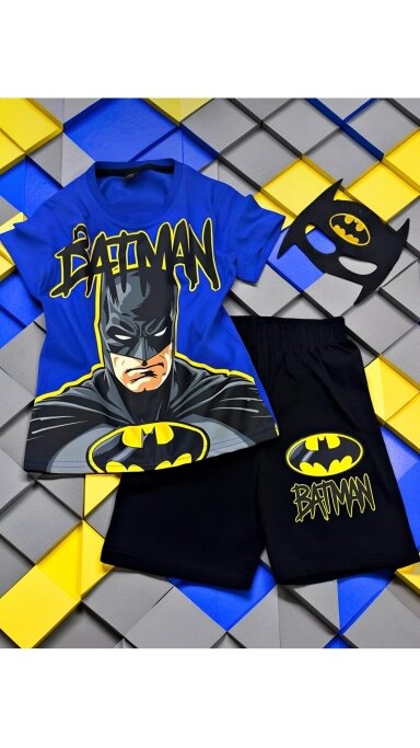 Mėlynas ,,Batman” šortų komplektukas Mėlynas ,,Batman” šortų komplektukas