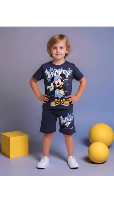 Pilkas ,,Mickey” šortų komplektukas Pilkas ,,Mickey” šortų komplektukas