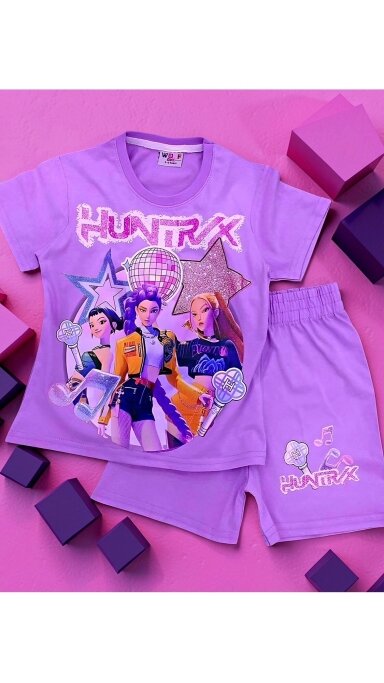 Purpurinis ,,HUNTR/X” šortų komplektukas Purpurinis ,,HUNTR/X” šortų komplektukas