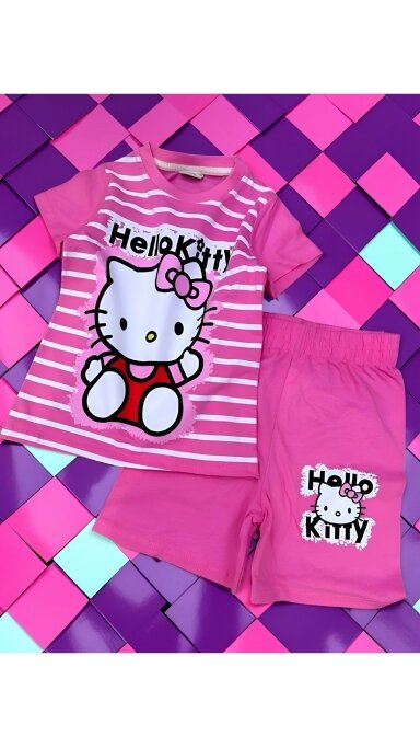 Rožinis ,,Hello Kitty” šortų komplektukas Rožinis ,,Hello Kitty” šortų komplektukas