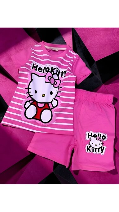 Rožinis ,,Hello Kitty” šortų komplektukas Rožinis ,,Hello Kitty” šortų komplektukas