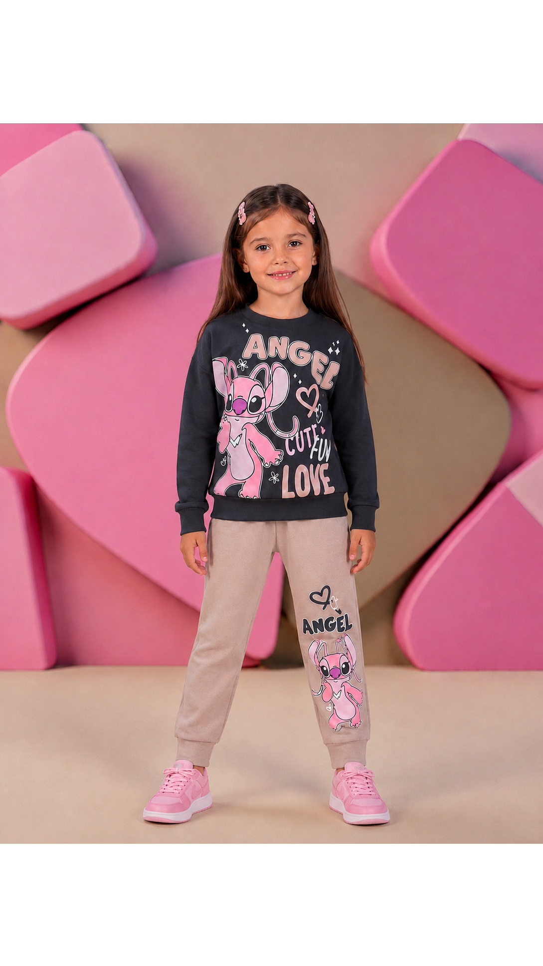 ,,Stich Love” kreminis komplektukas mergaitei 1 ,,Stich Love” kreminis komplektukas mergaitei 1