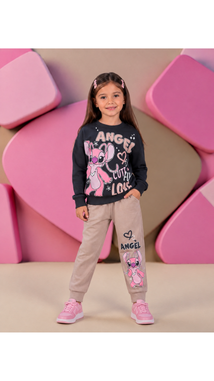 ,,Stich Love” kreminis komplektukas mergaitei