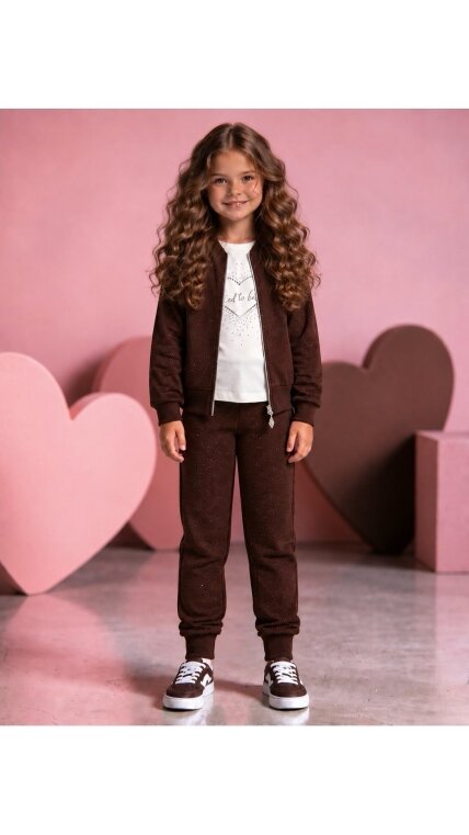 Subtiliai žėrintis 3-jų dalių komplektukas  (rudas)
