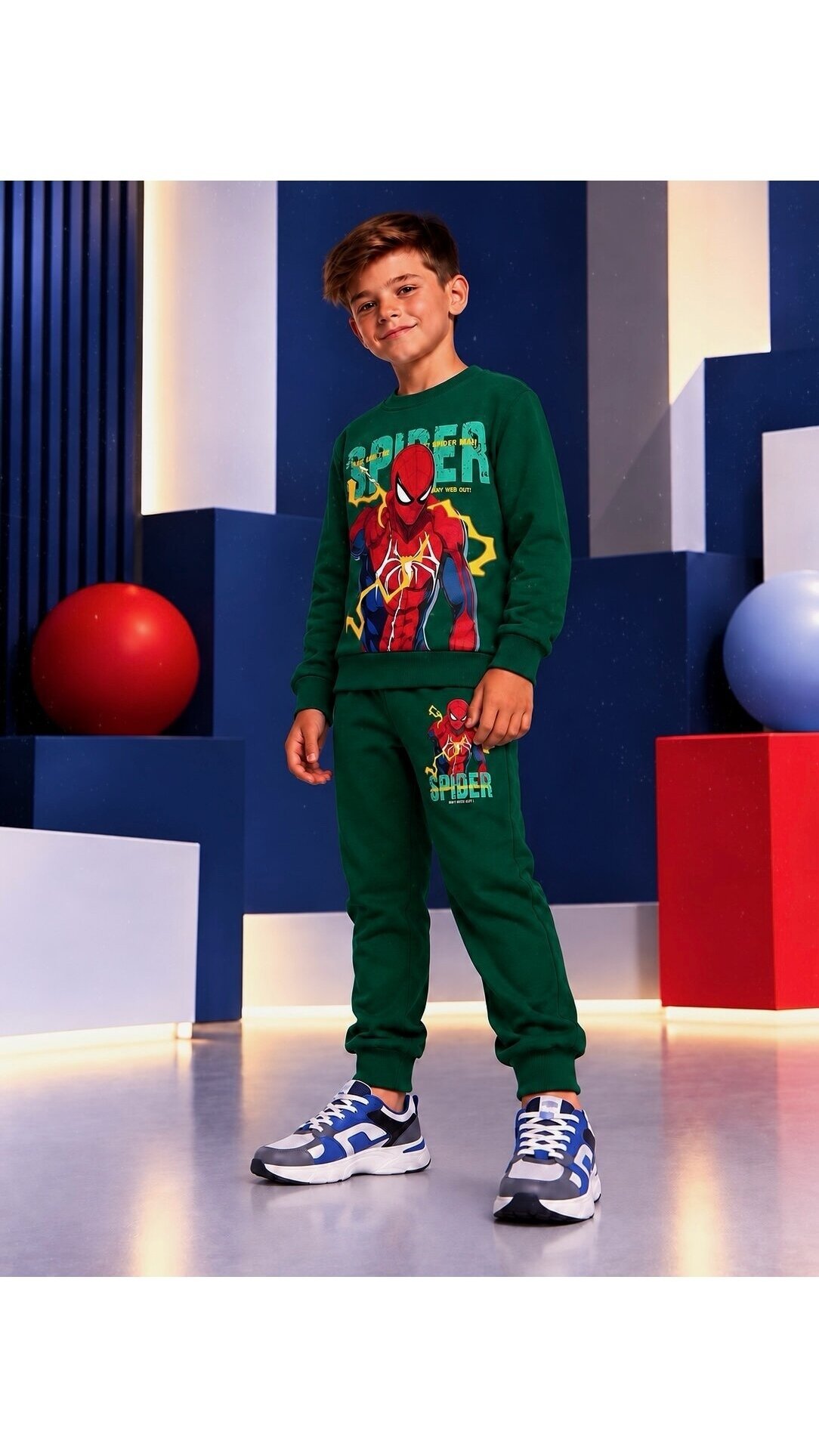 Tamsiai žalias ,,Spider Man” komplektukas (su pūkeliu) 1 Tamsiai žalias ,,Spider Man” komplektukas (su pūkeliu) 1