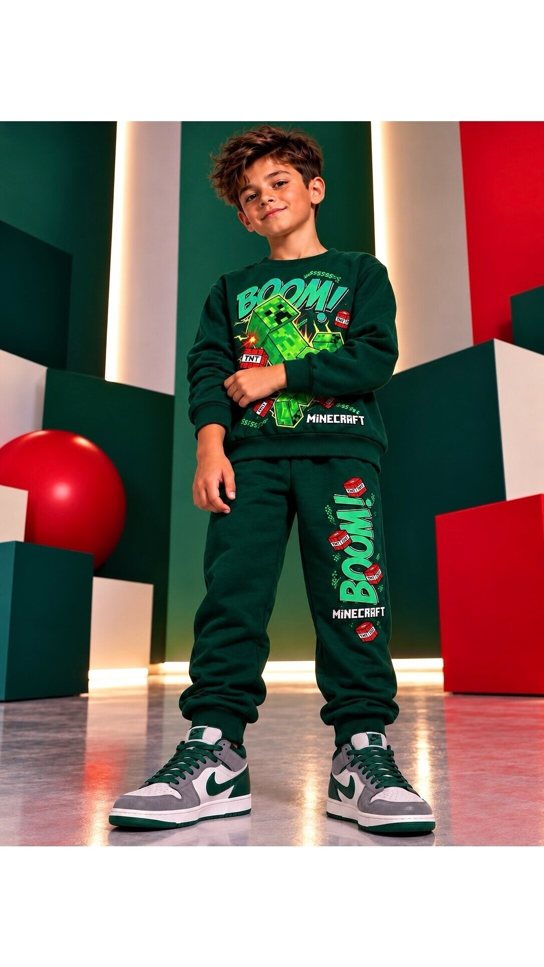 Tamsiai žalias ,,Minecraft” komplektukas (su pūkeliu) Tamsiai žalias ,,Minecraft” komplektukas (su pūkeliu)