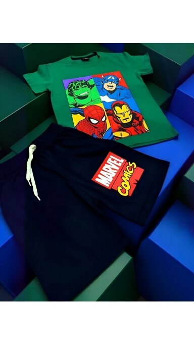 Žalias ,,Marvel Comics ” šortų komplektukas Žalias ,,Marvel Comics ” šortų komplektukas